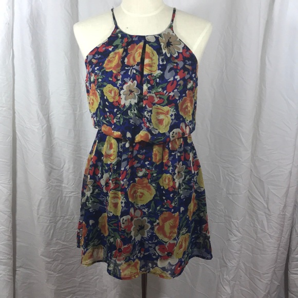 Peach Royal Dresses & Skirts - 🌷Peach Royal blue floral dress sz. XS